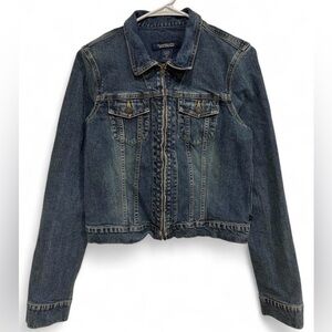 Women's Abercrombie & Fitch Denim Jean Jacket Size Medium Full Zip‎ Warm Rinse